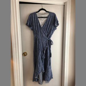 Boho Floral Wrap V Neck Short Sleeve Size XL 14